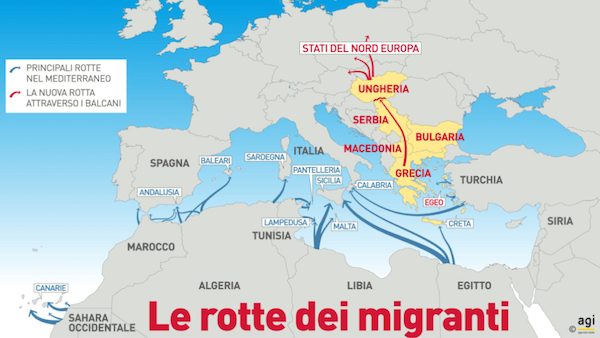 Le-rotte-dei-migranti-nel-Mediterraneo-verso-lEuropa-Uno-studio-AGI-1024x576