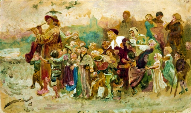 Study for 'The Pied Piper of Hamelin': The Children circa 1871 by George John Pinwell 1842-1875