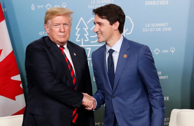 U.S. President Donald Trump meets with Canada's Prime Minister Trudeau in bilateral meeting at G7 Summit in Charlevoix, Canada